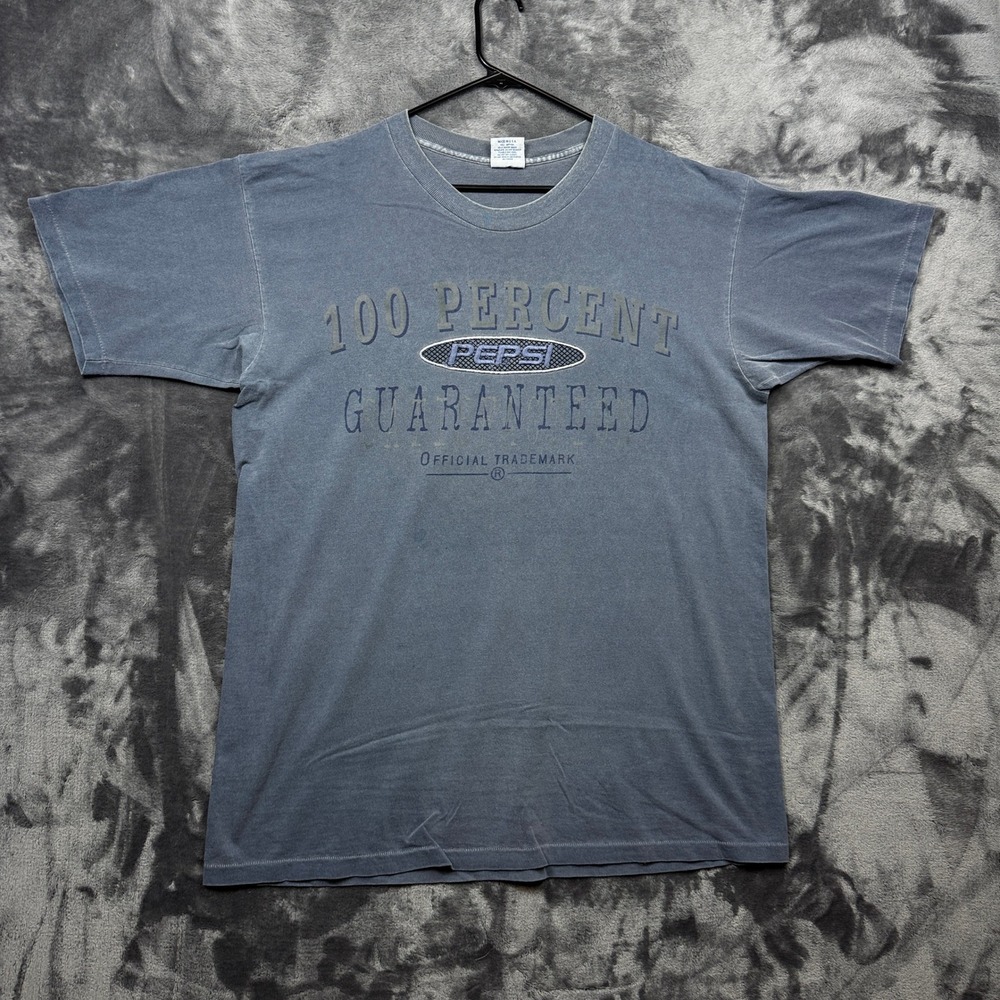 Pepsi T Shirt Mens L/XL Blue Vintage 90s Made In USA 100 Percent Guaranteed